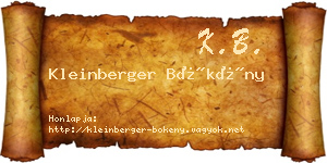 Kleinberger Bökény névjegykártya
